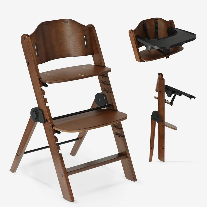 Chaise évolutive en bois Odin avec plateau - Warm Brown